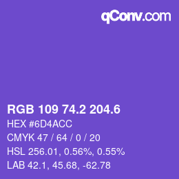 カラーコード: RGB 109 74.2 204.6 | qconv.com