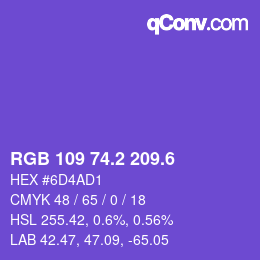 カラーコード: RGB 109 74.2 209.6 | qconv.com