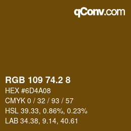 Color code: RGB 109 74.2 8 | qconv.com