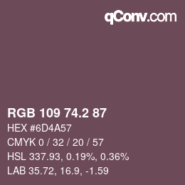 Color code: RGB 109 74.2 87 | qconv.com