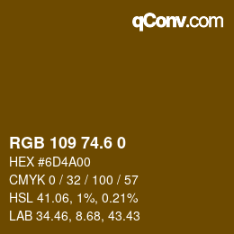 カラーコード: RGB 109 74.6 0 | qconv.com