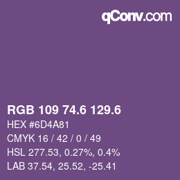 カラーコード: RGB 109 74.6 129.6 | qconv.com