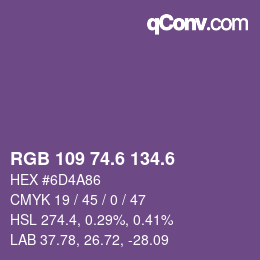 カラーコード: RGB 109 74.6 134.6 | qconv.com
