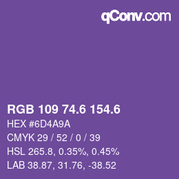 カラーコード: RGB 109 74.6 154.6 | qconv.com