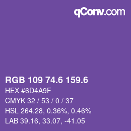 カラーコード: RGB 109 74.6 159.6 | qconv.com