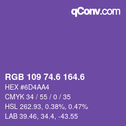 カラーコード: RGB 109 74.6 164.6 | qconv.com