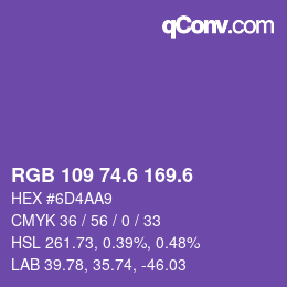 カラーコード: RGB 109 74.6 169.6 | qconv.com