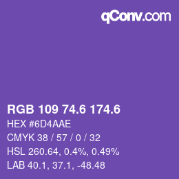 カラーコード: RGB 109 74.6 174.6 | qconv.com