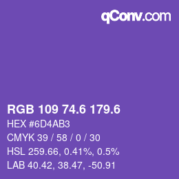 カラーコード: RGB 109 74.6 179.6 | qconv.com