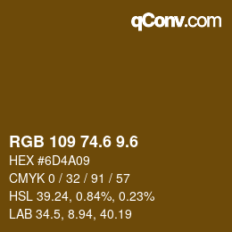 カラーコード: RGB 109 74.6 9.6 | qconv.com