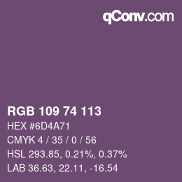 カラーコード: RGB 109 74 113 | qconv.com