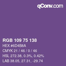 カラーコード: RGB 109 75 138 | qconv.com