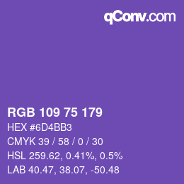 カラーコード: RGB 109 75 179 | qconv.com
