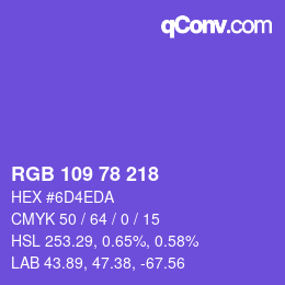 颜色代码: RGB 109 78 218 | qconv.com