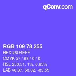 Color code: RGB 109 78 255 | qconv.com