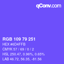 Color code: RGB 109 79 251 | qconv.com
