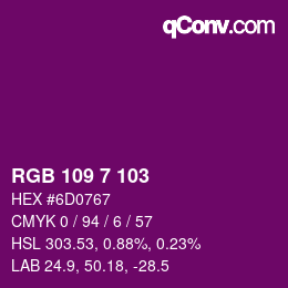 Color code: RGB 109 7 103 | qconv.com