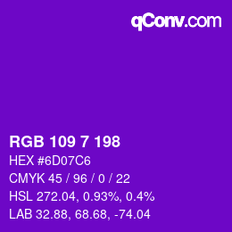 Color code: RGB 109 7 198 | qconv.com