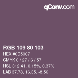 Color code: RGB 109 80 103 | qconv.com