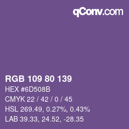 Farbcode: RGB 109 80 139 | qconv.com