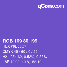 Color code: RGB 109 80 199 | qconv.com