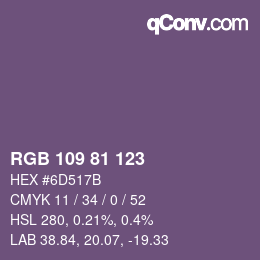 Farbcode: RGB 109 81 123 | qconv.com