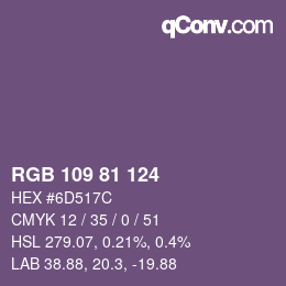 カラーコード: RGB 109 81 124 | qconv.com