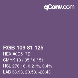 颜色代码: RGB 109 81 125 | qconv.com