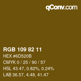 Color code: RGB 109 82 11 | qconv.com