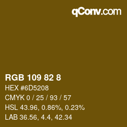 Color code: RGB 109 82 8 | qconv.com