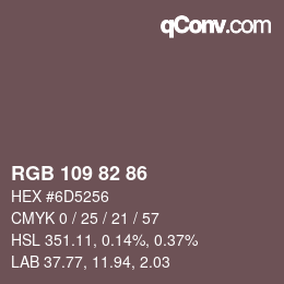 Código de color: RGB 109 82 86 | qconv.com