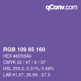 Color code: RGB 109 85 160 | qconv.com