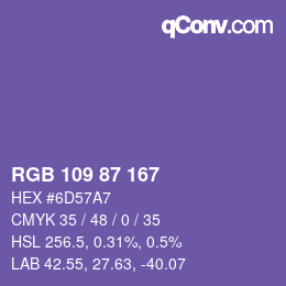カラーコード: RGB 109 87 167 | qconv.com