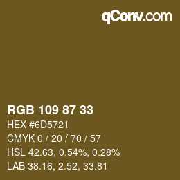 Color code: RGB 109 87 33 | qconv.com