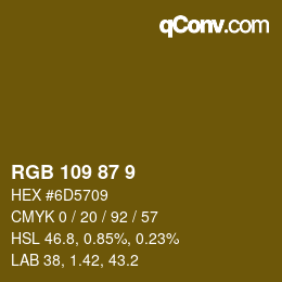Color code: RGB 109 87 9 | qconv.com