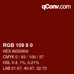 カラーコード: RGB 109 8 0 | qconv.com