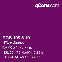 Color code: RGB 109 8 101 | qconv.com