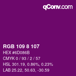 Color code: RGB 109 8 107 | qconv.com