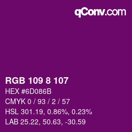 カラーコード: RGB 109 8 107 | qconv.com