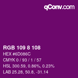 Color code: RGB 109 8 108 | qconv.com