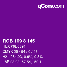 Color code: RGB 109 8 145 | qconv.com