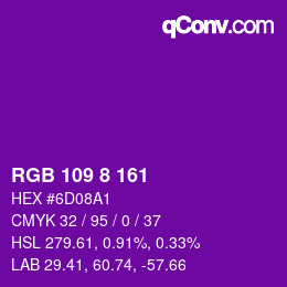 Color code: RGB 109 8 161 | qconv.com