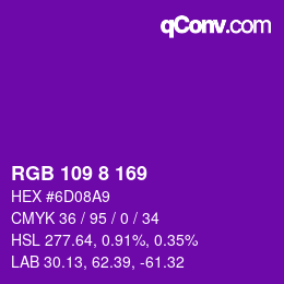 Farbcode: RGB 109 8 169 | qconv.com