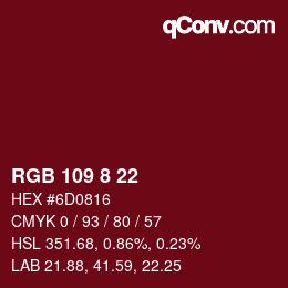 Color code: RGB 109 8 22 | qconv.com