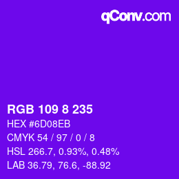 Color code: RGB 109 8 235 | qconv.com