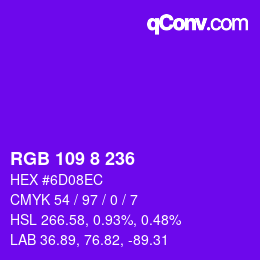 Color code: RGB 109 8 236 | qconv.com