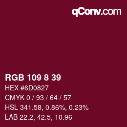 Color code: RGB 109 8 39 | qconv.com