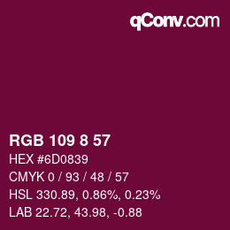 カラーコード: RGB 109 8 57 | qconv.com