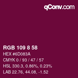Color code: RGB 109 8 58 | qconv.com