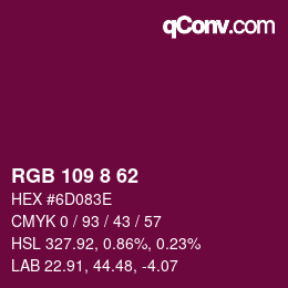 Color code: RGB 109 8 62 | qconv.com